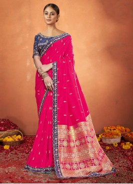 Fine Resham Silk Pink Classic Saree