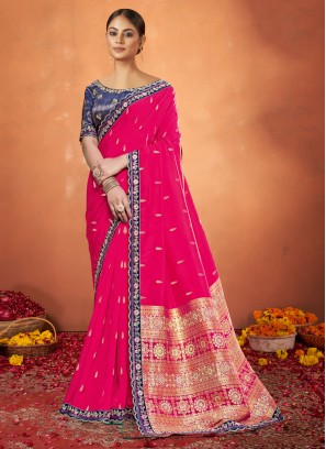 Fine Resham Silk Pink Classic Saree