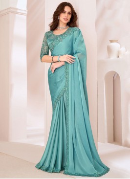 Firozi Party Georgette Trendy Saree