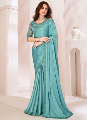 Firozi Party Georgette Trendy Saree