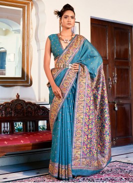 Firozi Weaving Satin Silk Classic Saree