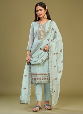 Flamboyant Swarovski Firozi Georgette Trendy Salwar Suit
