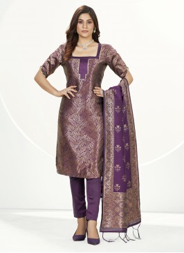 Flamboyant Woven Banarasi Silk Purple Trendy Salwa