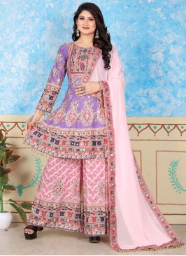 Flawless Lavender Muslin Trendy Salwar Kameez