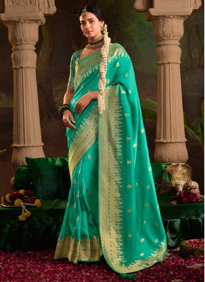 Flawless Turquoise Contemporary Saree