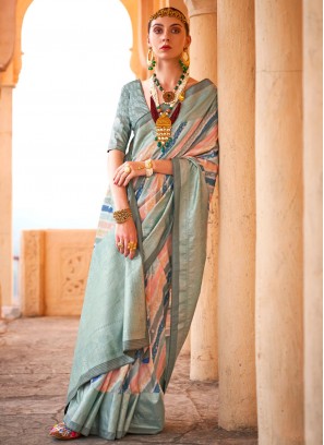 Foil Print Viscose Trendy Saree in Multi Colour