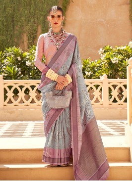 Genius Foil Print Contemporary Saree