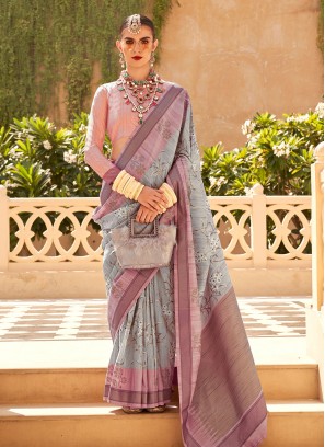 Genius Foil Print Contemporary Saree