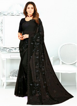 Georgette Contemporary Saree in Black