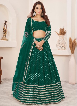 Georgette Designer Lehenga Choli in Green