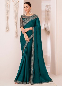 Georgette Designer Saree in Green and Teal