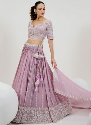 Georgette Embroidered Readymade Lehenga Choli in Purple