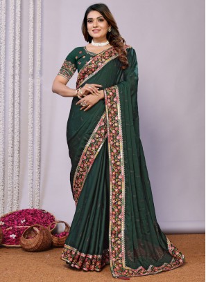 Georgette Green Stone Trendy Saree