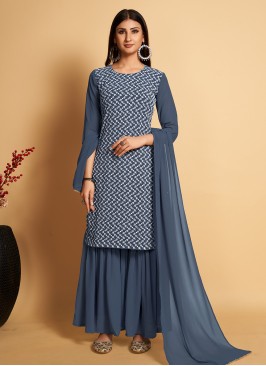 Georgette Grey Palazzo Suit
