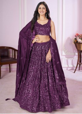 Georgette Lehenga Choli in Purple