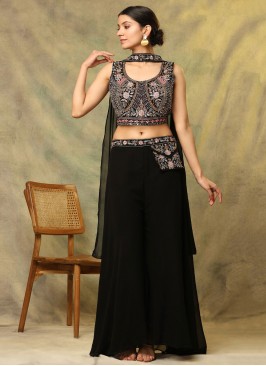 Georgette Mirror Trendy Salwar Kameez in Black