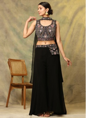 Georgette Mirror Trendy Salwar Kameez in Black