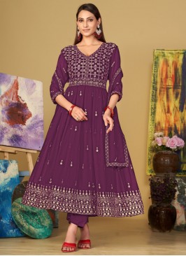 Georgette Purple Designer Salwar Suit