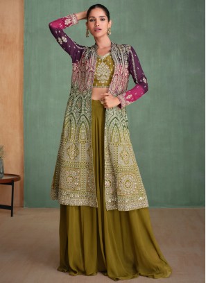 Georgette Readymade Salwar Kameez in Green