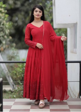 Georgette Salwar Kameez in Red