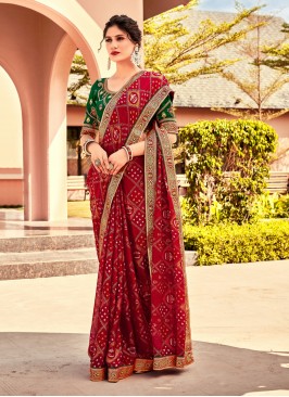 Georgette Saree in Red