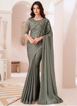 Georgette Satin Cord Silver Classic Saree