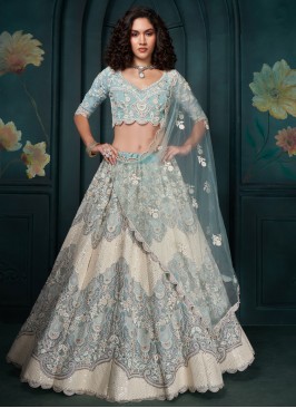 Georgette Sequins Aqua Blue Trendy Lehenga Choli