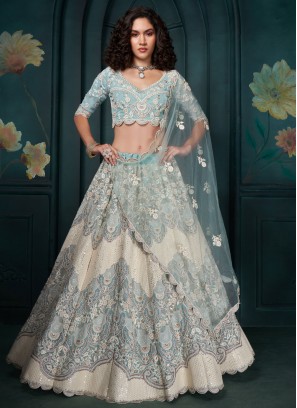 Georgette Sequins Aqua Blue Trendy Lehenga Choli