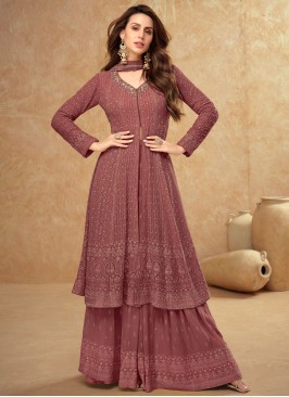 Georgette Sequins Brown Readymade Salwar Kameez