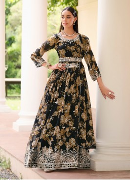 Georgette Sequins Designer Salwar Kameez in Black