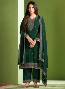 Georgette Sequins Green Designer Salwar Kameez