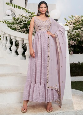 Georgette Sequins Salwar Suit in Lavender