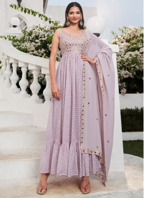 Georgette Sequins Salwar Suit in Lavender