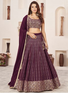 Georgette Trendy Lehenga Choli in Wine