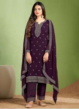Georgette Trendy Salwar Kameez in Purple