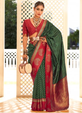 Gilded Green Banarasi Silk Contemporary Saree