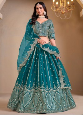 Gilded Sea Green Mirror Lehenga Choli