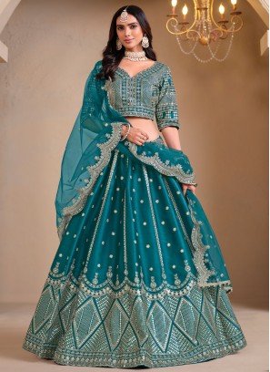 Gilded Sea Green Mirror Lehenga Choli