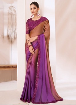 Girlish Chiffon Rust Shaded Saree