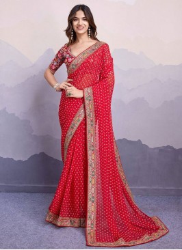 Girlish Georgette Border Trendy Saree