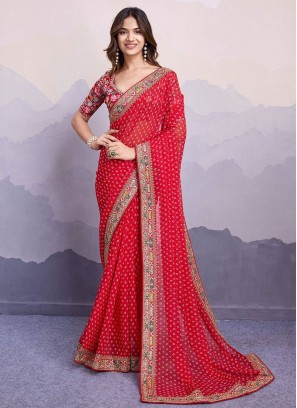 Girlish Georgette Border Trendy Saree