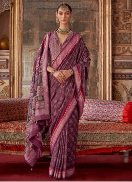 Glamorous Printed Silk Classic Saree