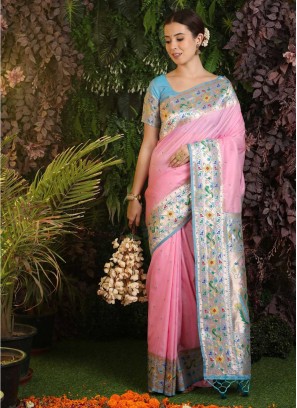 Gleaming Woven Banarasi Silk Designer Saree
