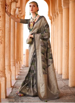 Glitzy Foil Print Festival Trendy Saree