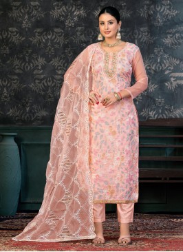 Glitzy Pink Organza Designer Salwar Suit