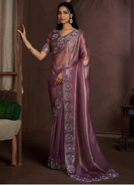 Glitzy Purple Contemporary Saree