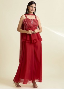 Glorious Mirror Crimson and Red Readymade Salwar Kameez 