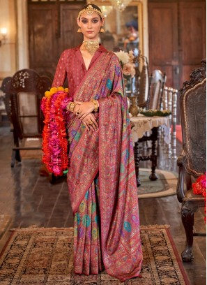 Glossy Crimson and Rust Party Classic Saree