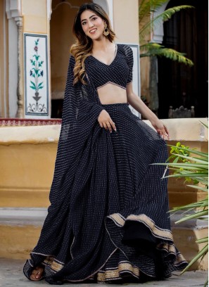 Glowing Black Trendy Lehenga Choli