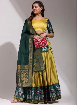 Gold and Yellow Silk Designer Lehenga Choli